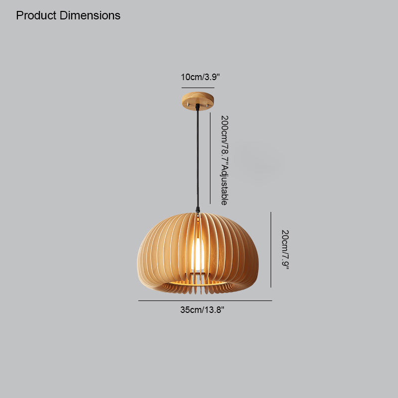 WOMO Pumpkin Wood Pendant Light-WM2105