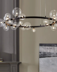 WOMO Salon Lustre Noir Rond Boules de Verre-WM2292