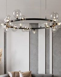 WOMO Salon Lustre Noir Rond Boules de Verre-WM2292