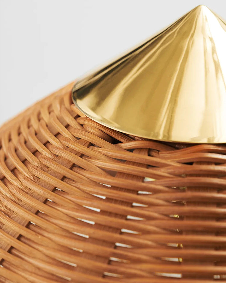 WOMO Kegel-Stehlampe aus Rattan und Stoff - WM7095