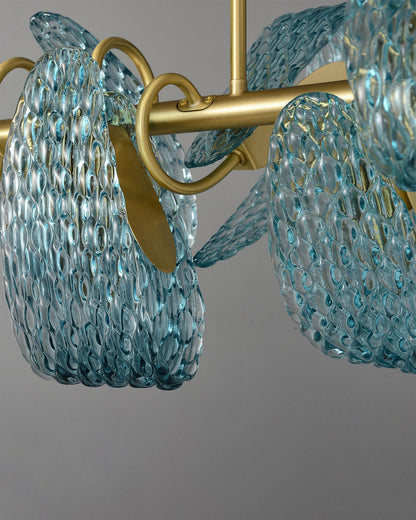 WOMO Peacock Blue Art Glass Linear Chandelier-WM2213c