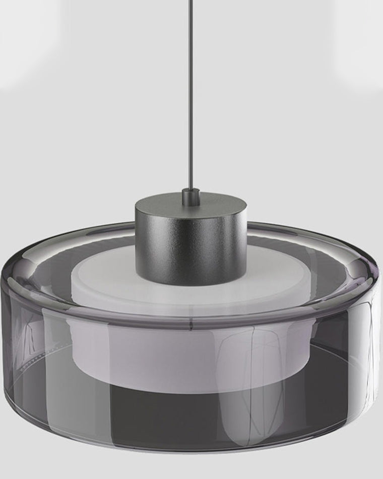 WOMO Schwarzglas Pendelleuchte Trommel-WM2787