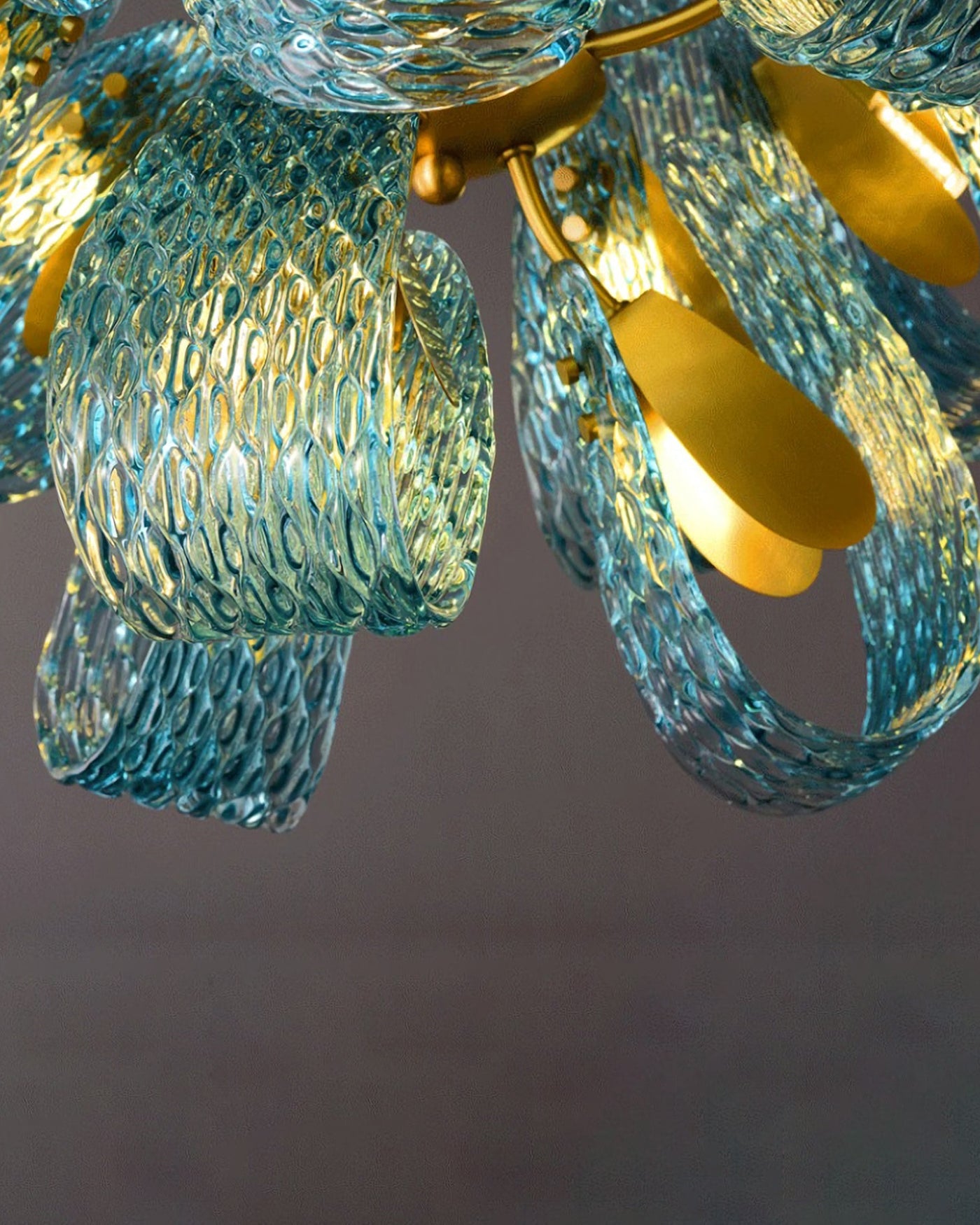WOMO Peacock Blue Art Glass Linear Chandelier-WM2213c
