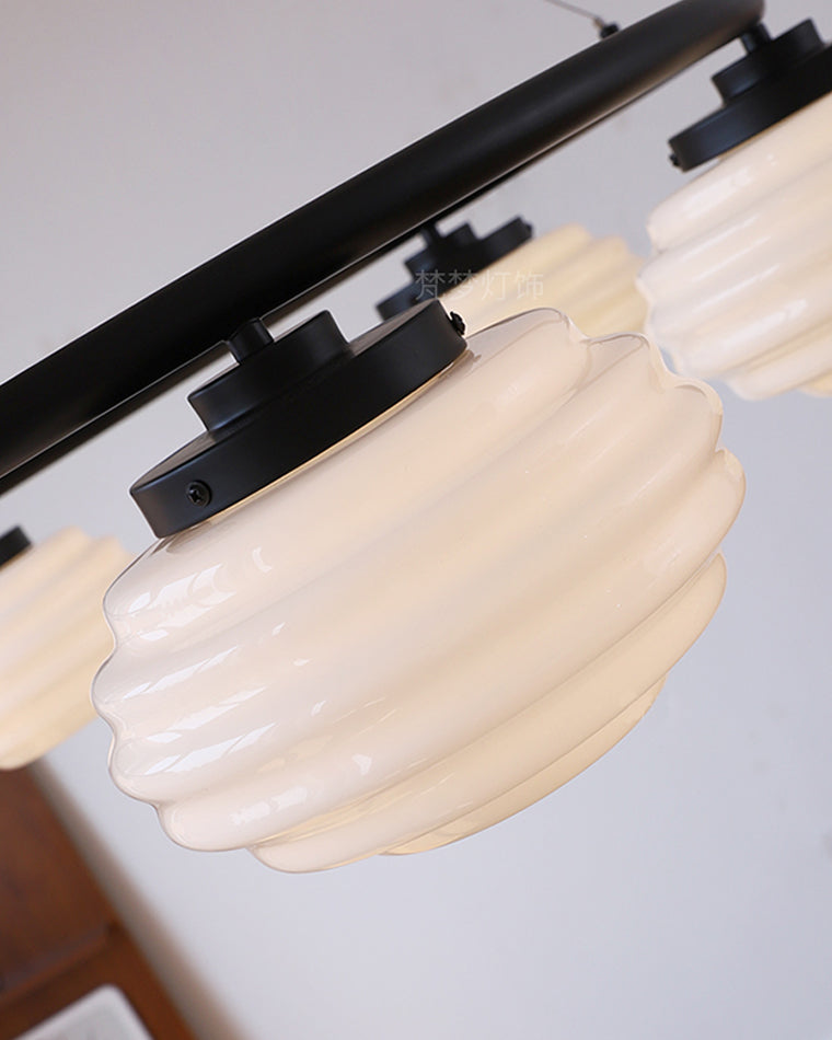WOMO Fluted Glass Globe Round Chandelier-WM2767