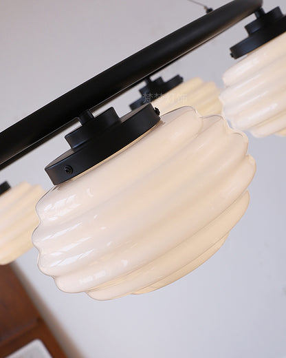 WOMO Fluted Glass Globe Round Chandelier-WM2767