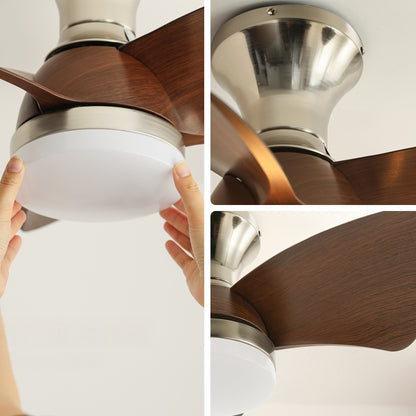 WOMO Small Silver Low Profile Ceiling Fan Lamp - WM5150