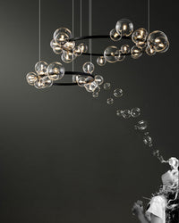 WOMO Salon Lustre Noir Rond Boules de Verre-WM2292