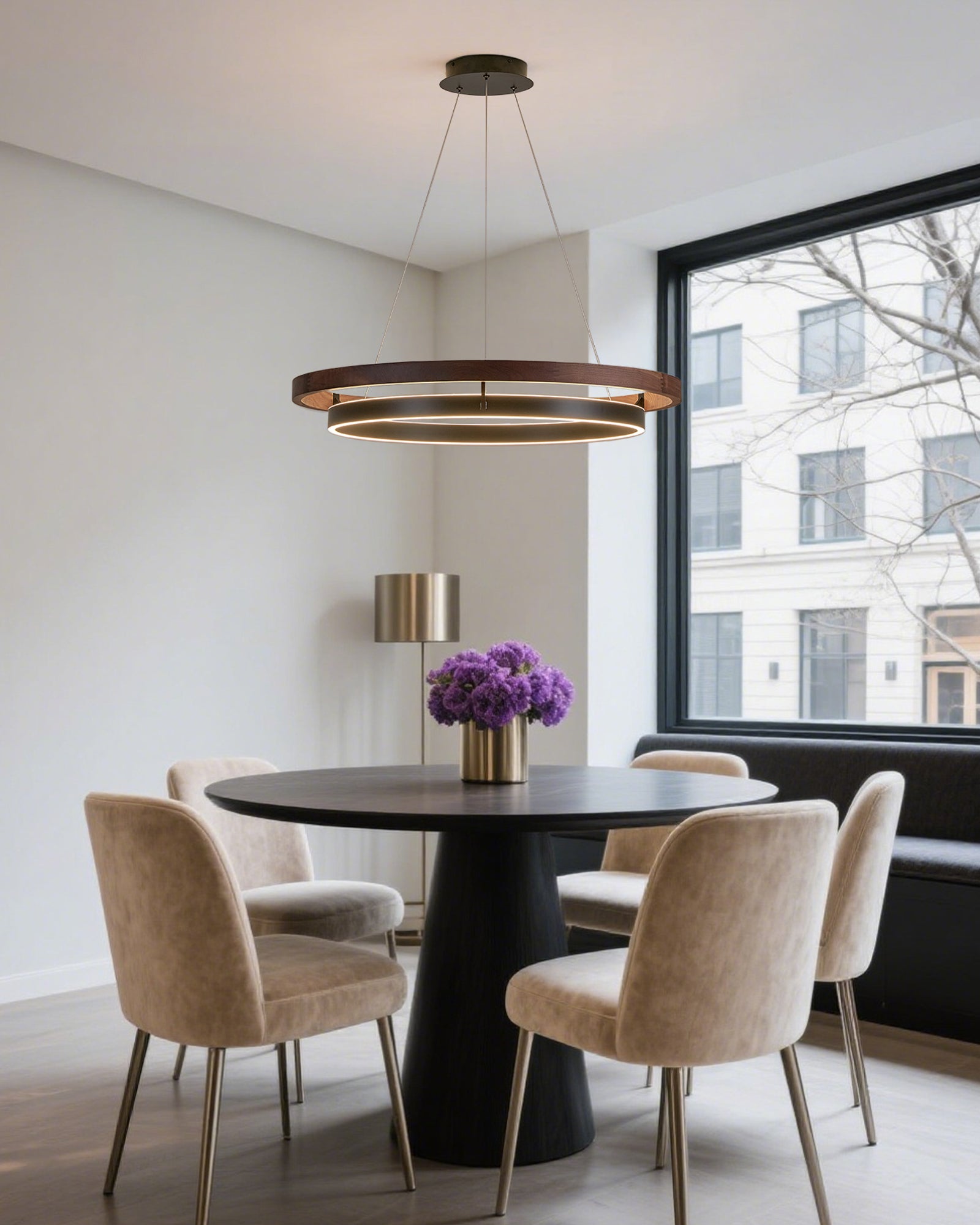 WOMO LED Kronleuchter Ring Esstisch Holz Landhaus Modern-WM2492