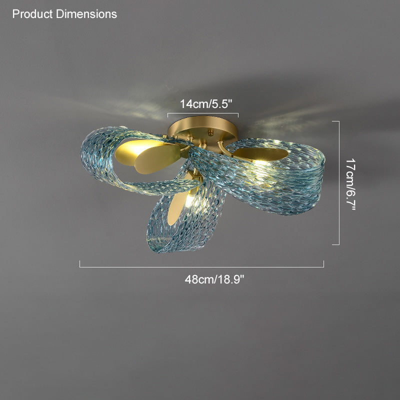 WOMO Peacock Sea Glass Semi-Flush Ceiling Light-WM1111
