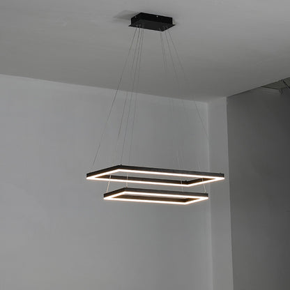 WOMO Black Tiered Rectangular Chandelier-WM2120