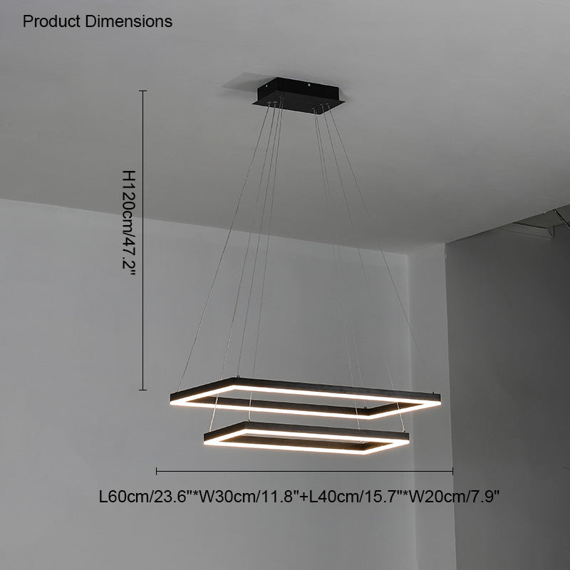 WOMO Black Tiered Rectangular Chandelier-WM2120