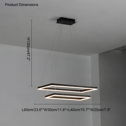 WOMO Black Tiered Rectangular Chandelier-WM2120