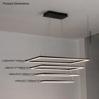 WOMO Metall Schwarzer LED Kronleuchter Rechteckig Für hohe decken-WM2120