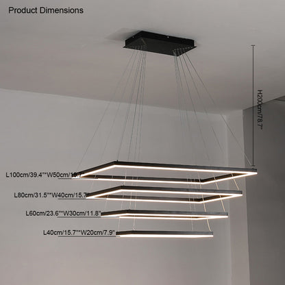 WOMO Black Tiered Rectangular Chandelier-WM2120
