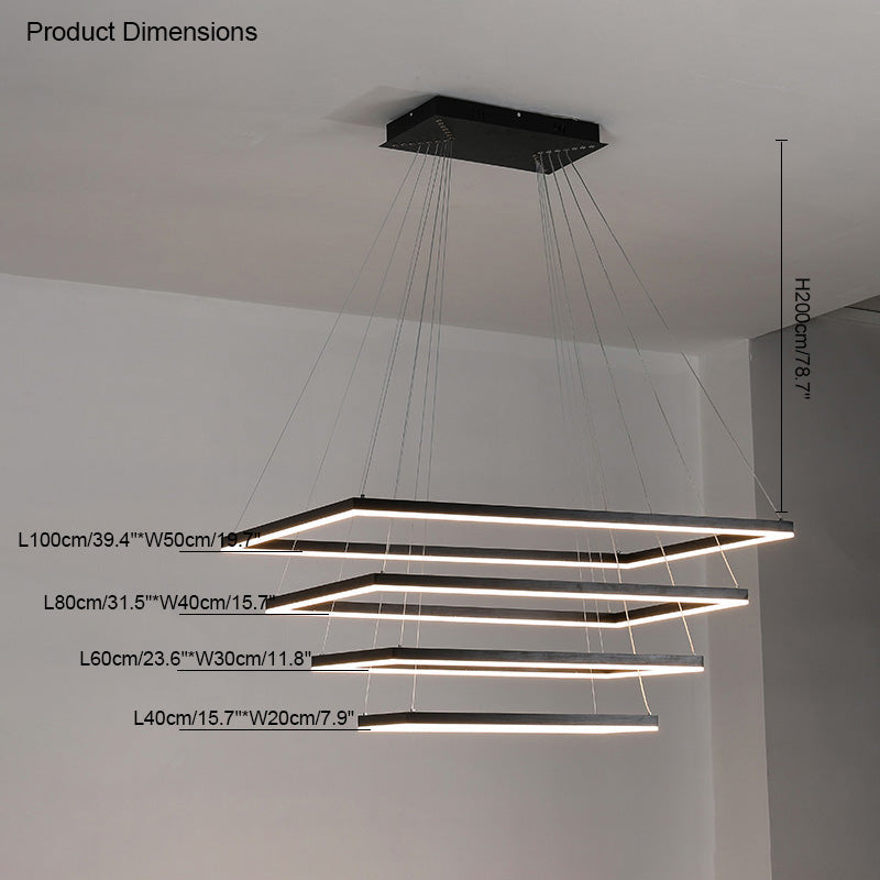 WOMO Metall Schwarzer LED Kronleuchter Rechteckig Für hohe decken-WM2120
