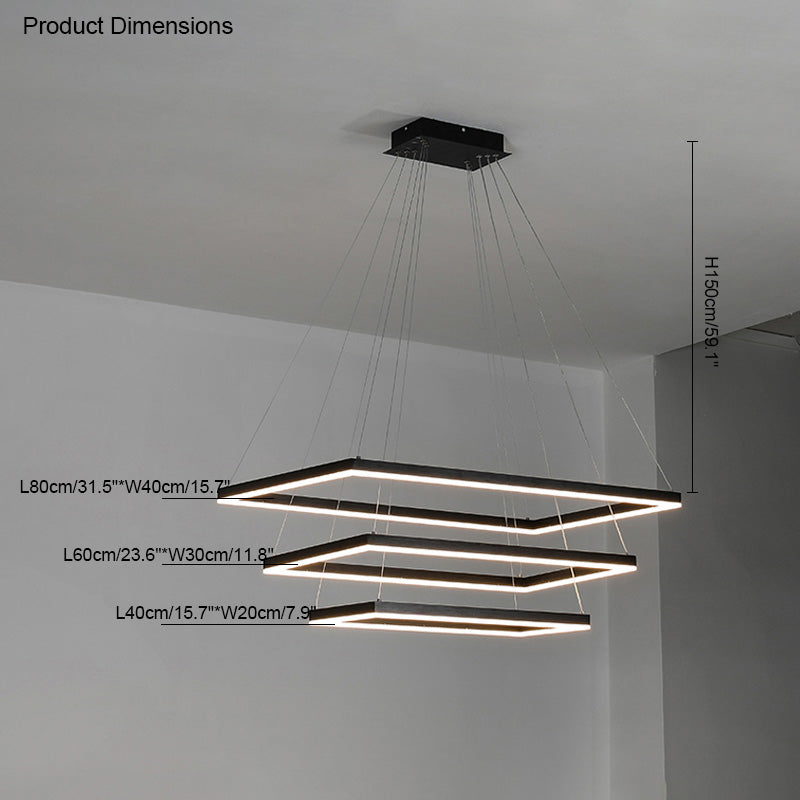 WOMO Black Tiered Rectangular Chandelier-WM2120