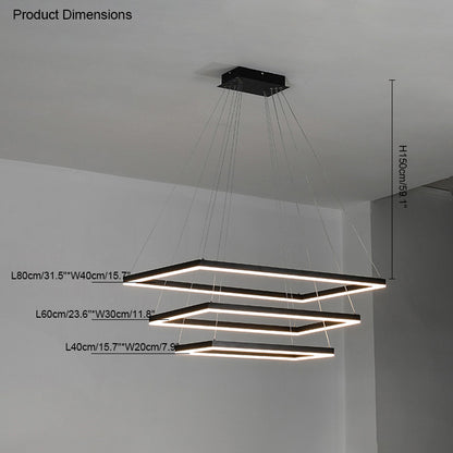 WOMO Black Tiered Rectangular Chandelier-WM2120