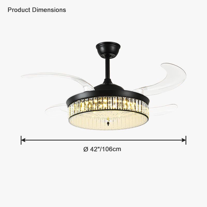 WOMO Kristall-Deckenventilator-Kronleuchter mit einziehbarer Klappe - WM5036