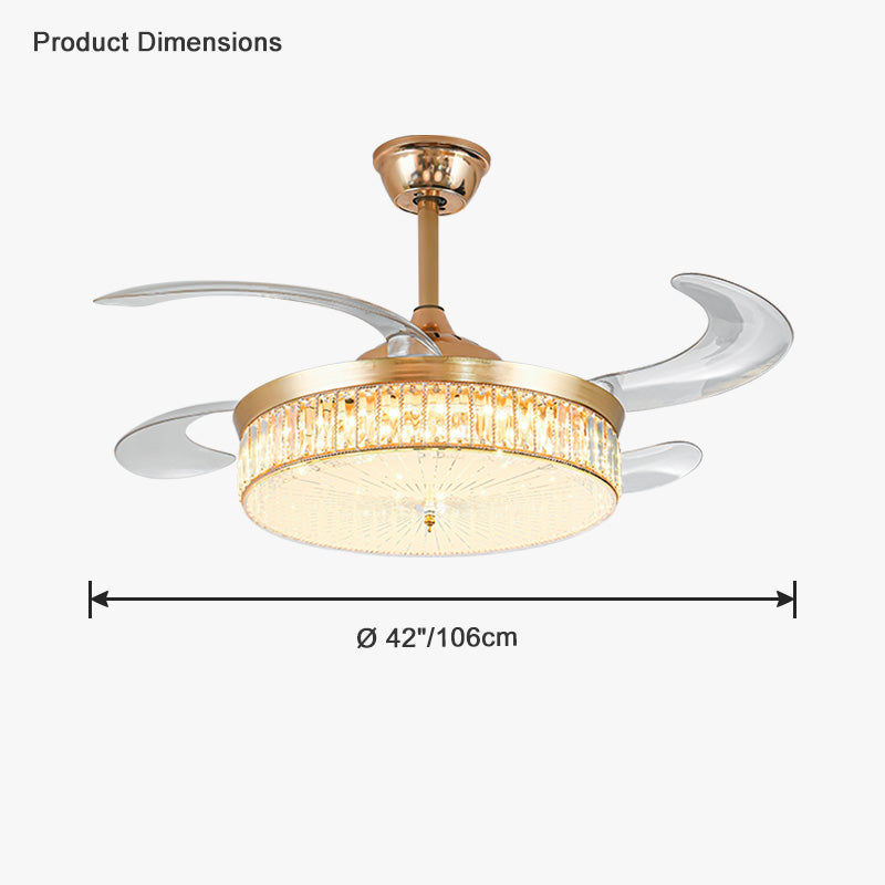 WOMO Kristall-Deckenventilator-Kronleuchter mit einziehbarer Klappe - WM5036