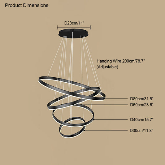 WOMO Tiered Ring LED Chandelier-WM2159