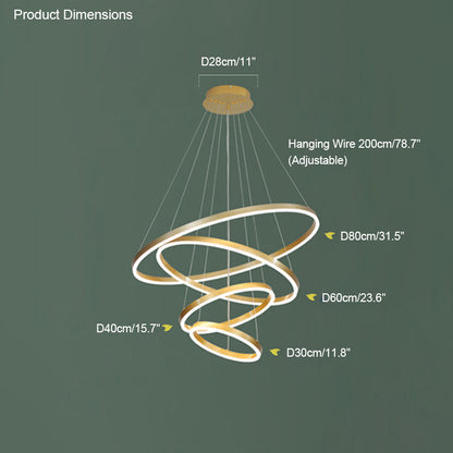 WOMO Tiered Ring LED Chandelier-WM2159