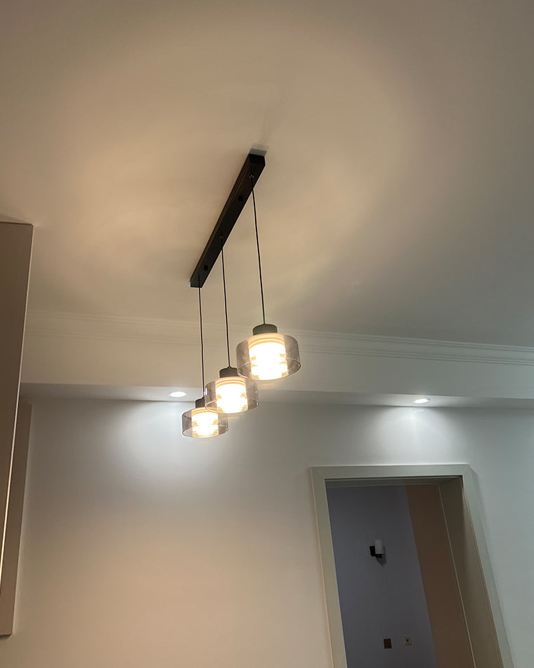 WOMO Schwarzglas Pendelleuchte Trommel-WM2787