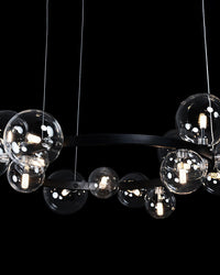WOMO Salon Lustre Noir Rond Boules de Verre-WM2292
