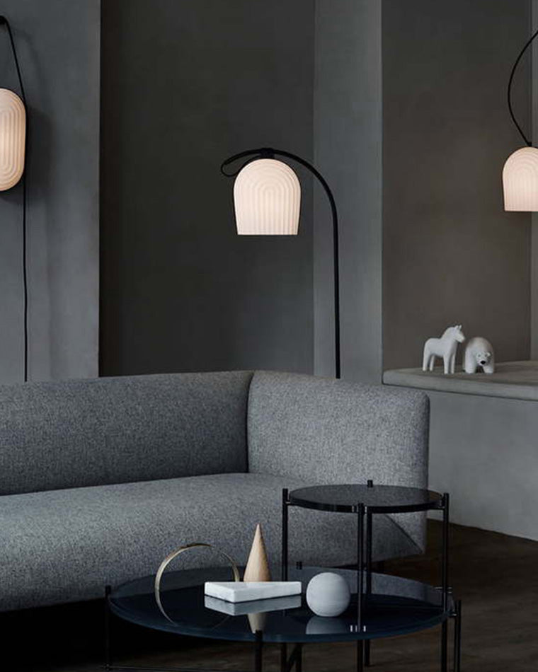 WOMO Pleated Arc Floor Lamp for Reading-WM7033