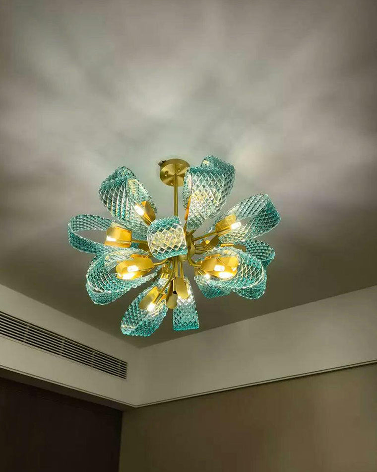 WOMO Edle Kronleuchter Blau Glas Wohnzimmer-WM2213b