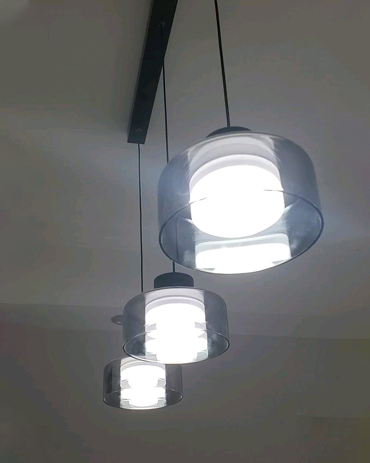 WOMO Schwarzglas Pendelleuchte Trommel-WM2787