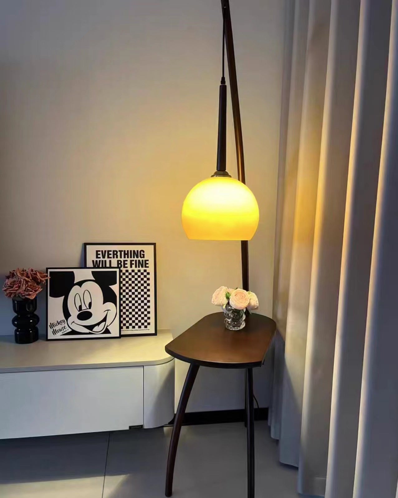 WOMO Wooden Pendant Light with Table WM7130