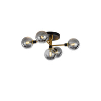 WOMO Ribbed Ceiling Light Made of Smoked Glass/Green, Sphere-Shaped-WM1110