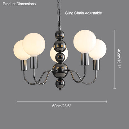 WOMO Glass Globe Black Arm Chandelier-WM2173