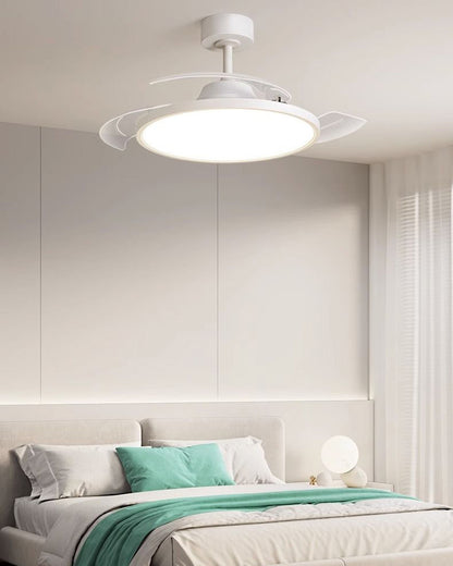 WOMO White Retractable Ceiling Fan Lamp-WM5035