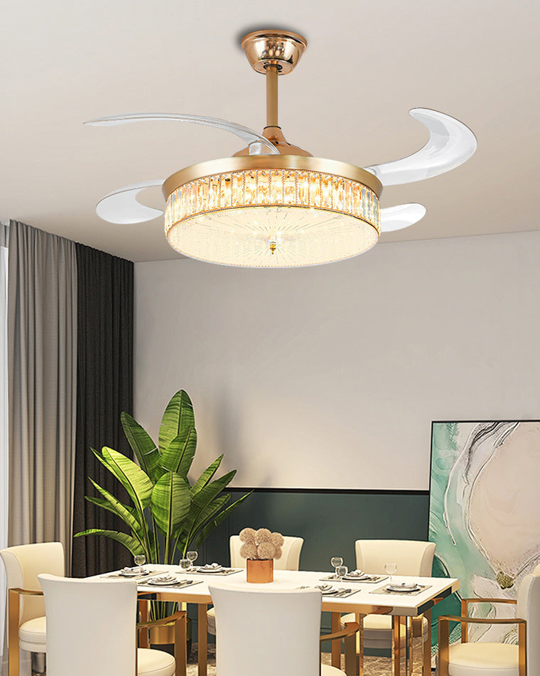 WOMO Kristall-Deckenventilator-Kronleuchter mit einziehbarer Klappe - WM5036