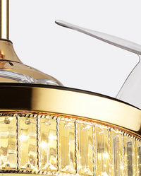 WOMO Crystal Ceiling Fan Chandelier with Retractable Blades - WM5036