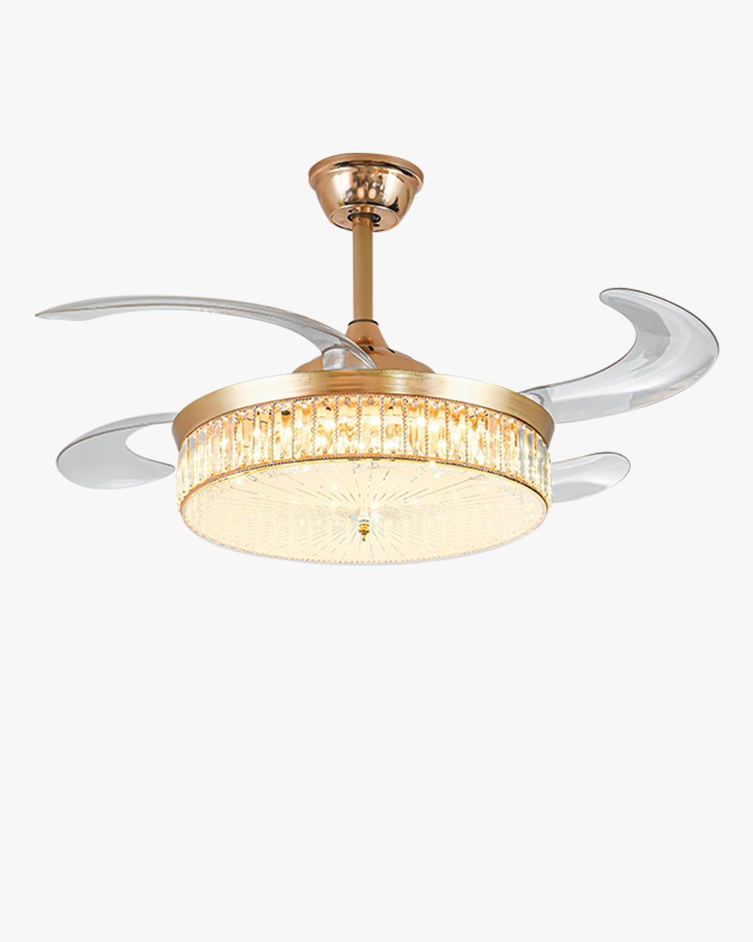 WOMO Crystal Ceiling Fan Chandelier with Retractable Blades - WM5036