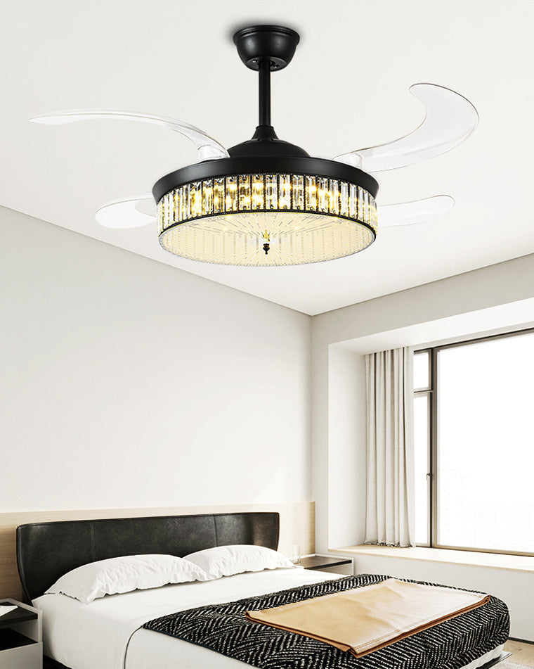 WOMO Kristall-Deckenventilator-Kronleuchter mit einziehbarer Klappe - WM5036