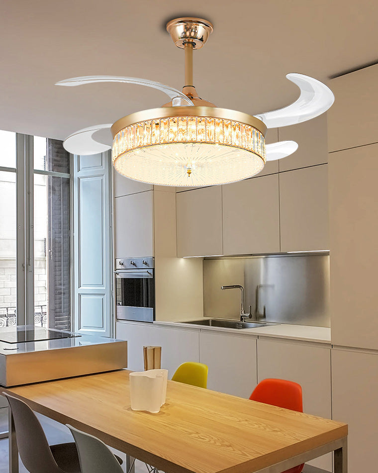 WOMO Kristall-Deckenventilator-Kronleuchter mit einziehbarer Klappe - WM5036