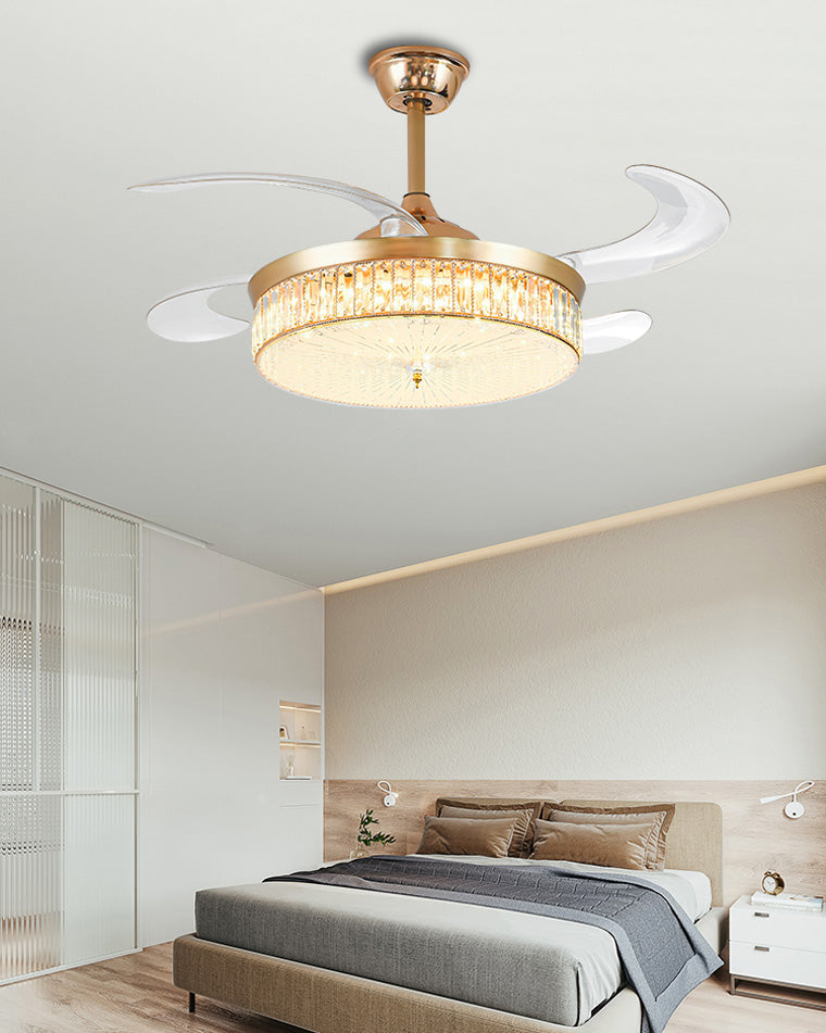 WOMO Kristall-Deckenventilator-Kronleuchter mit einziehbarer Klappe - WM5036