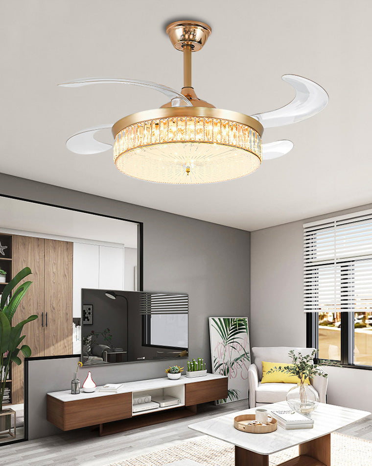 WOMO Kristall-Deckenventilator-Kronleuchter mit einziehbarer Klappe - WM5036