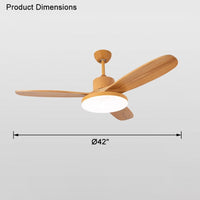 WOMO Ceiling Fan Light with 3 Wooden Blades - WM5090