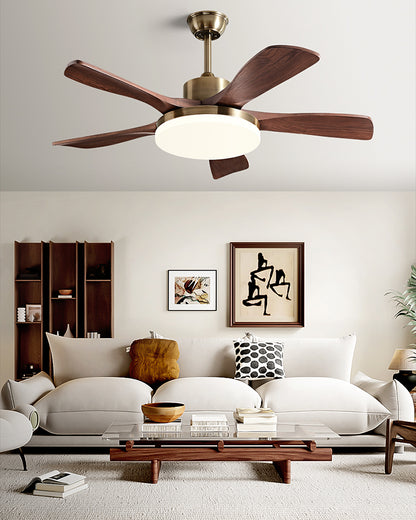 WOMO Gold Wood Ceiling Fan with Bright Light - WM5171