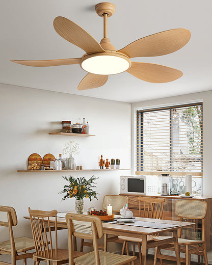 WOMO Modern Oak-look Ceiling Fan Lamp - WM5185