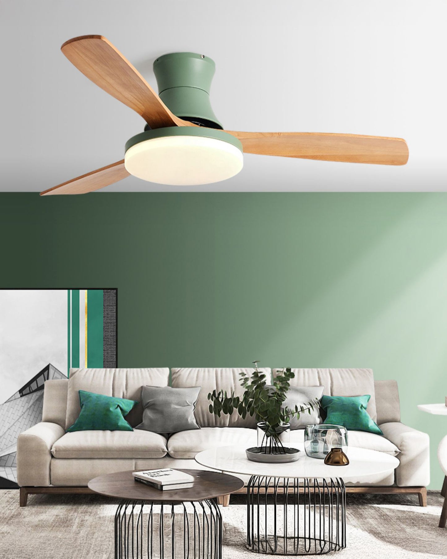 WOMO Modern Low Profile Ceiling Fan Lamp - WM5198
