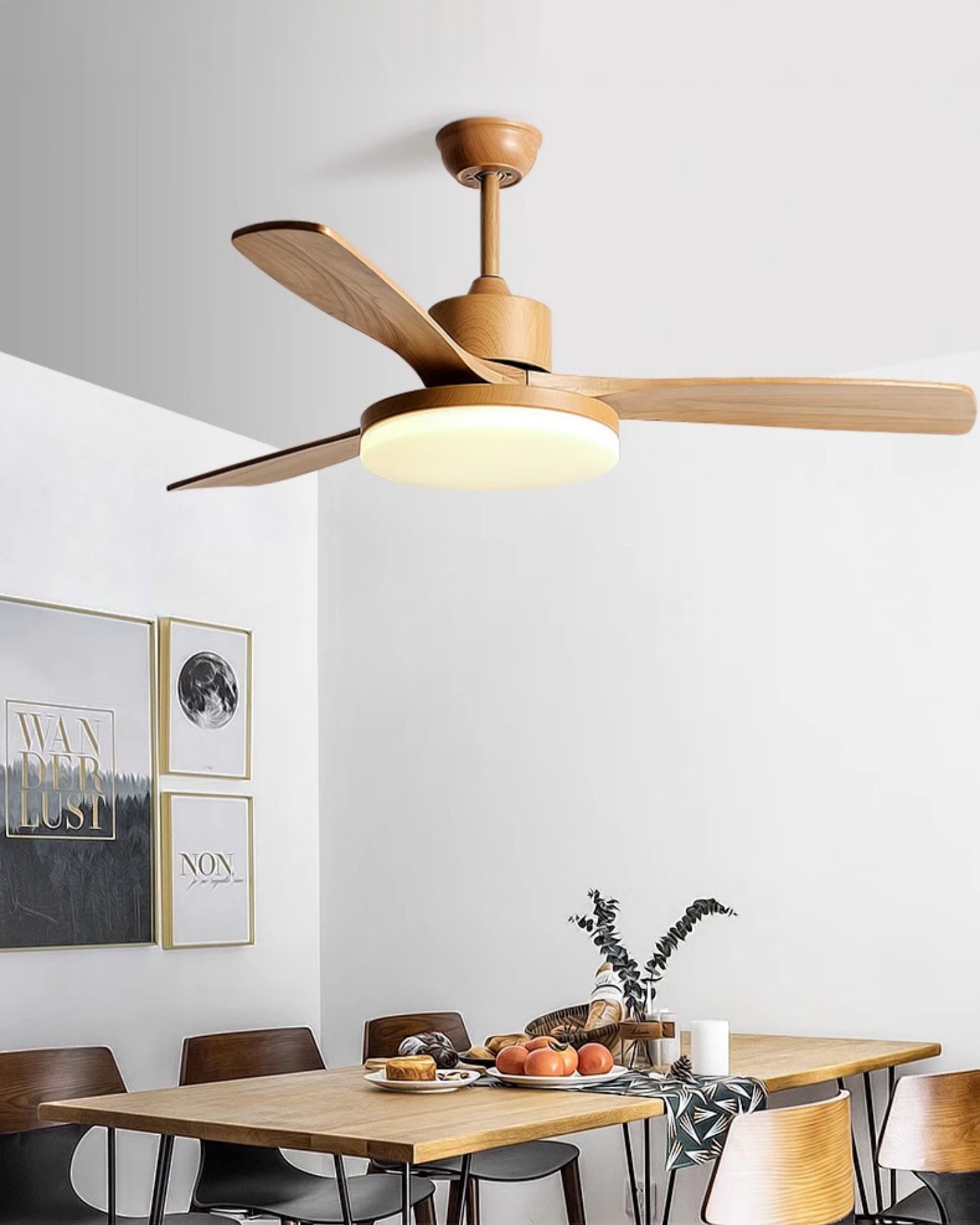 WOMO Moderne Holz-Deckenventilatorleuchte – WM5209