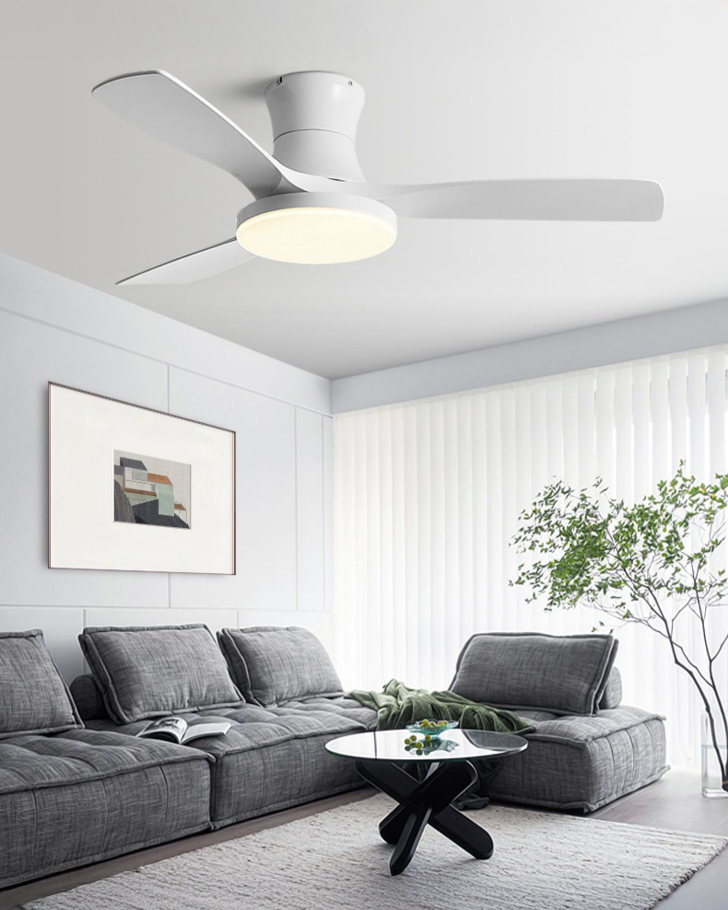WOMO Modern Low Profile Ceiling Fan Lamp-WM5214