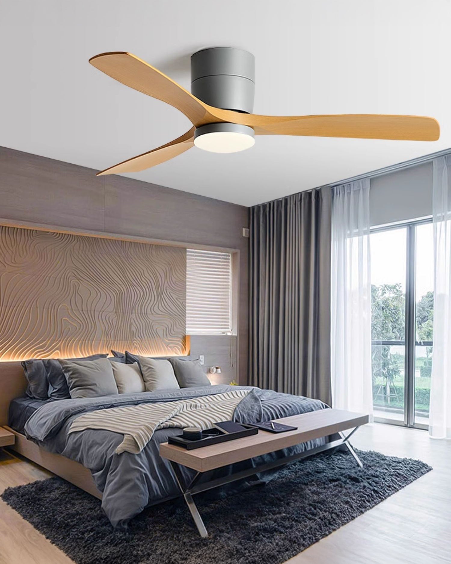 WOMO Moderne Flachbau-Deckenventilatorleuchte – WM5215