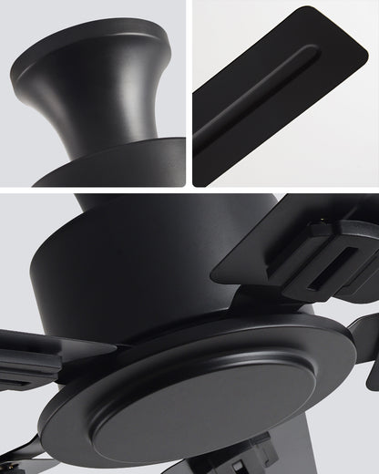 WOMO Low Profile Black Blade Ceiling Fan-WM5217a