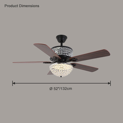 WOMO Vintage Crystal Ceiling Fan Chandelier-WM5033